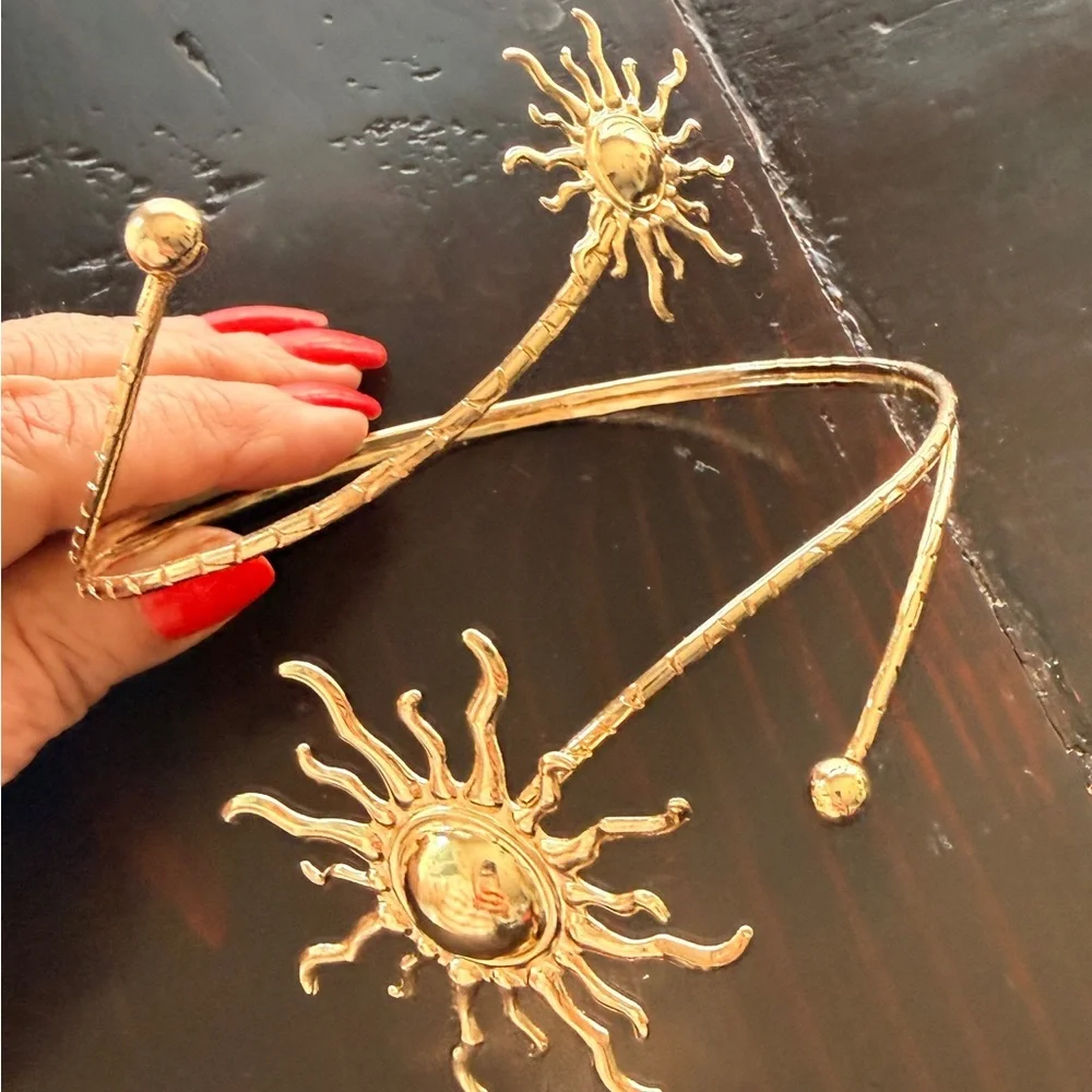 Boho plus size Gold Sunflower 
Anklet Bracelet - 
Adjustable Geometric Sun - Picture 3 of 4